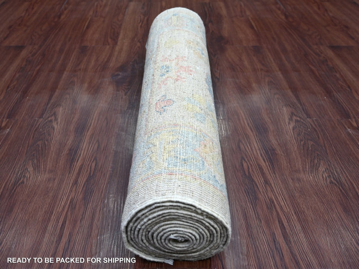 2'8" x 13'10" New Hand Knotted Grey Wool Runner Oriental Rug - MOA10222290