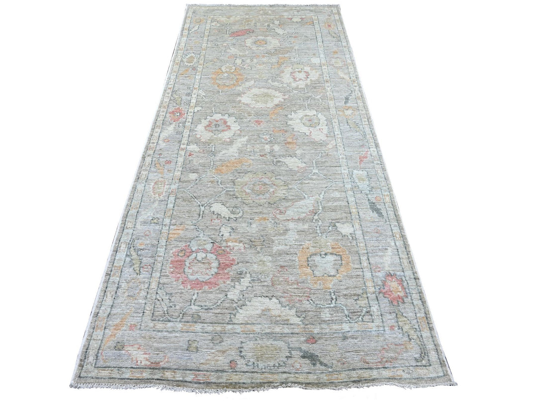 4'0" x 9'8" New Hand Knotted Grey Wool Runner Oriental Rug - MOA10222293