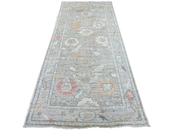 4'0" x 9'8" New Hand Knotted Grey Wool Runner Oriental Rug - MOA10222293