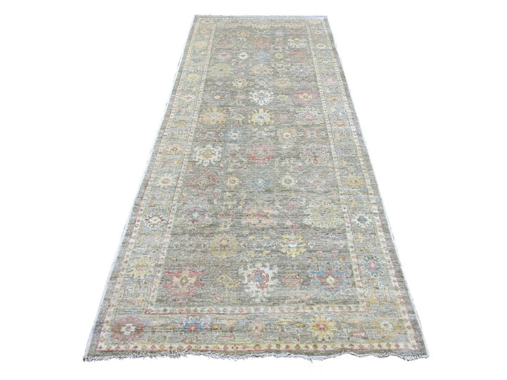 4'2" x 10'0" New Hand Knotted Brown Wool Runner Oriental Rug - MOA10222296