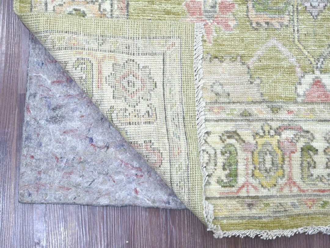 4'2" x 6'0" New Hand Knotted Green Wool Rectangle Oriental Rug - MOA10222297