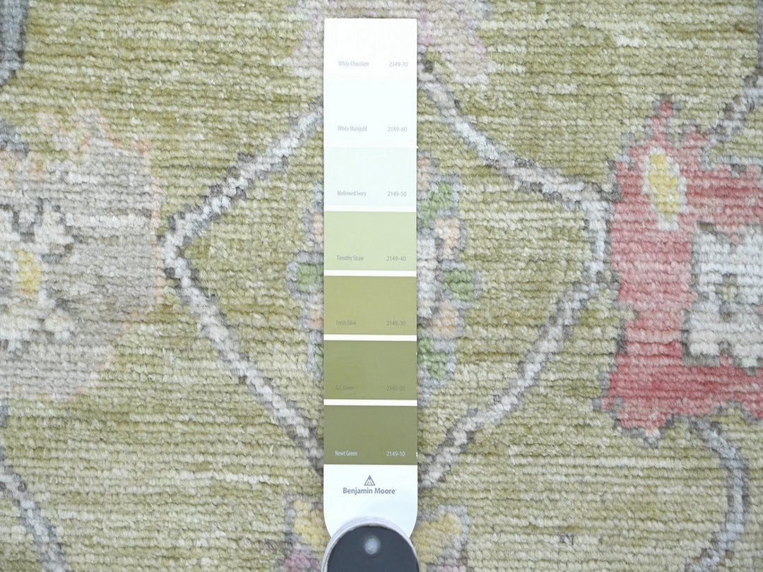 4'2" x 6'0" New Hand Knotted Green Wool Rectangle Oriental Rug - MOA10222297