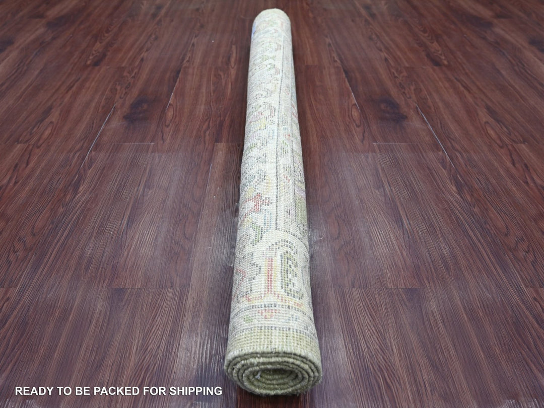 4'2" x 6'0" New Hand Knotted Green Wool Rectangle Oriental Rug - MOA10222297
