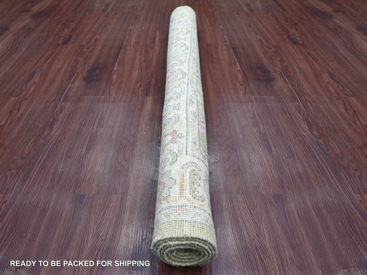 4'2" x 6'0" New Hand Knotted Green Wool Rectangle Oriental Rug - MOA10222297