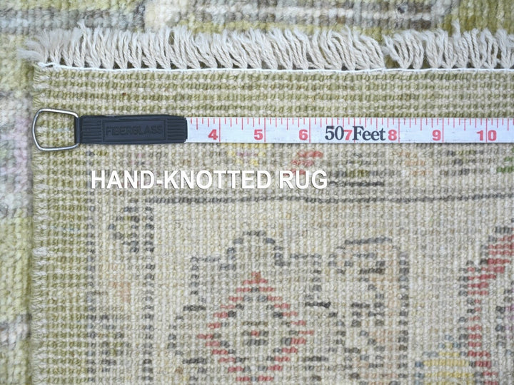 4'2" x 6'0" New Hand Knotted Green Wool Rectangle Oriental Rug - MOA10222297