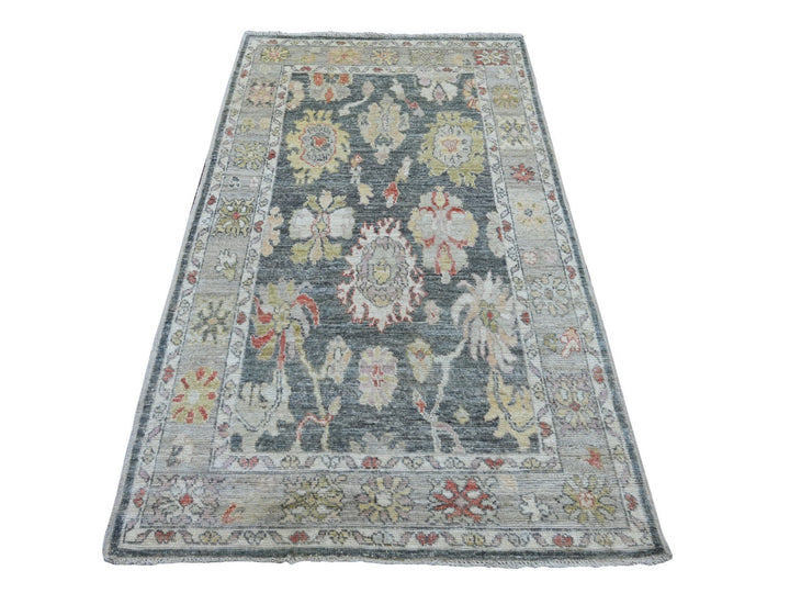 3'10" x 6'3" New Hand Knotted Grey Wool Rectangle Oriental Rug - MOA10222298