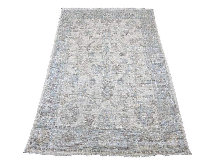 4'0" x 5'10" New Hand Knotted Ivory Wool Rectangle Oriental Rug - MOA10222299