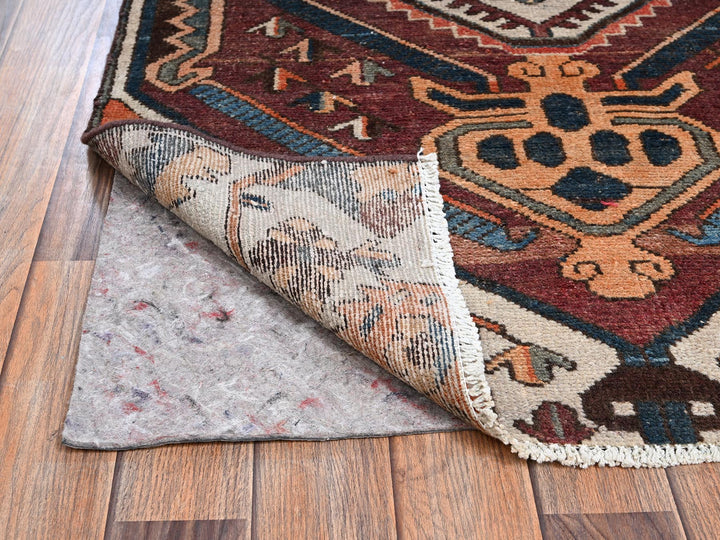3'1" x 9'0" Vintage Hand Knotted Ivory Wool Runner Oriental Rug - MOA1022229