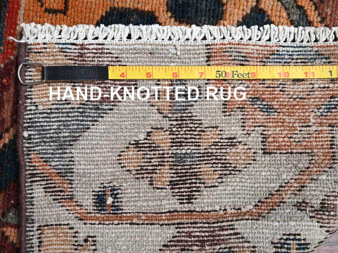 3'1" x 9'0" Vintage Hand Knotted Ivory Wool Runner Oriental Rug - MOA1022229