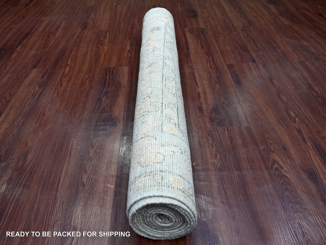 3'11" x 11'10" New Hand Knotted Blue Wool Runner Oriental Rug - MOA10222300
