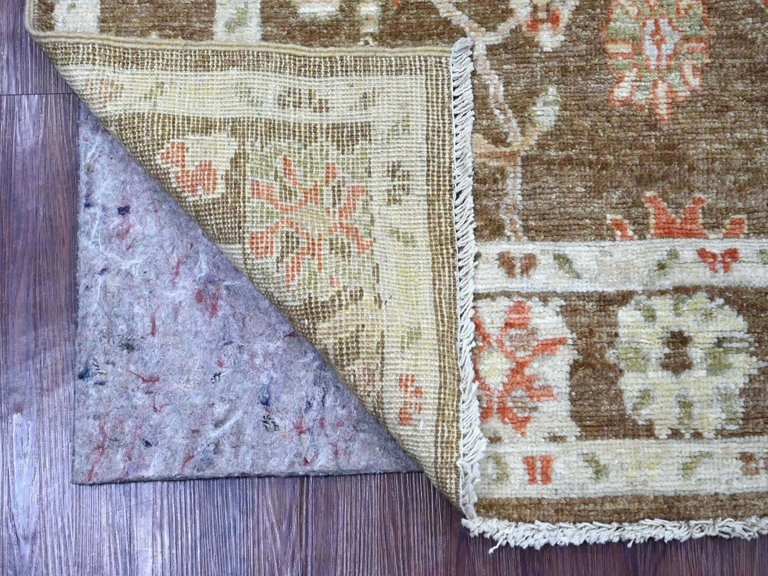 4'1" x 6'2" New Hand Knotted Brown Wool Rectangle Oriental Rug - MOA10222301
