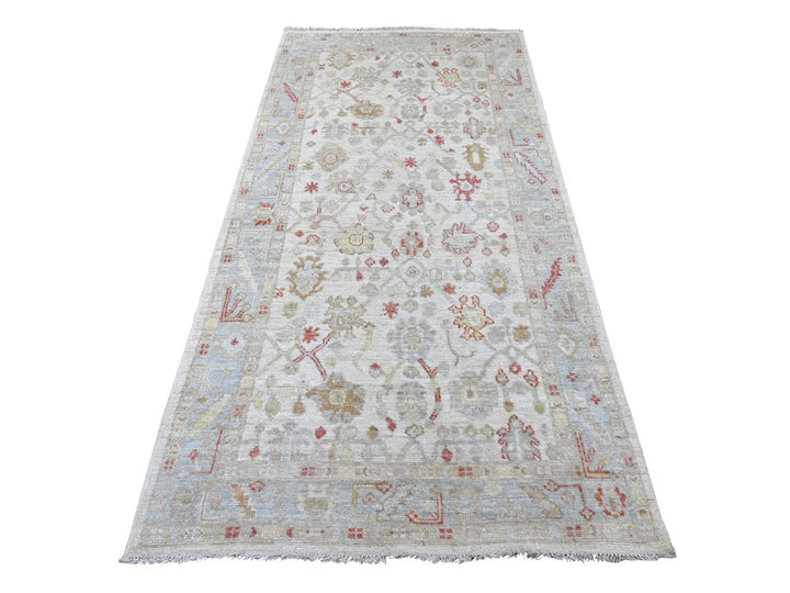 4'0" x 8'3" New Hand Knotted Ivory Wool Runner Oriental Rug - MOA10222302