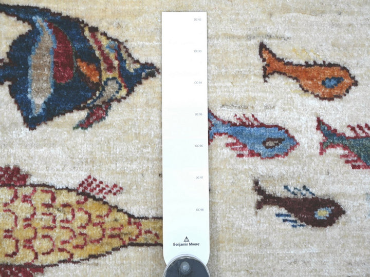 4'1" x 5'10" New Hand Knotted Ivory Wool Rectangle Oriental Rug - MOA10222306