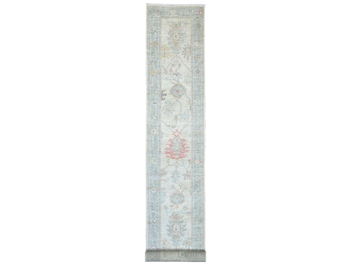 2'8" x 19'2" New Hand Knotted Ivory Wool Runner Oriental Rug - MOA10222307