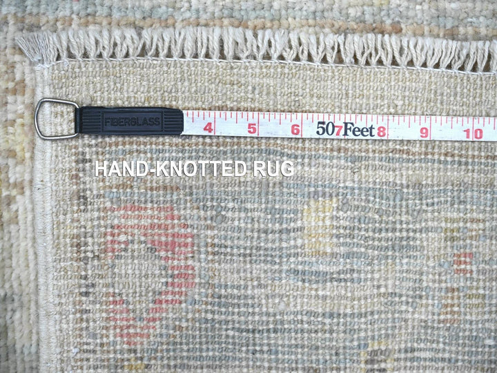 2'8" x 19'2" New Hand Knotted Ivory Wool Runner Oriental Rug - MOA10222307