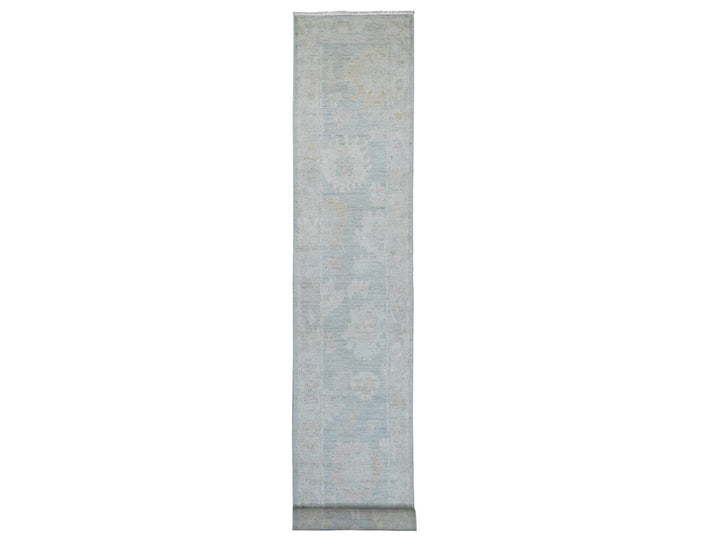 2'9" x 20'2" New Hand Knotted Grey Wool Runner Oriental Rug - MOA10222308