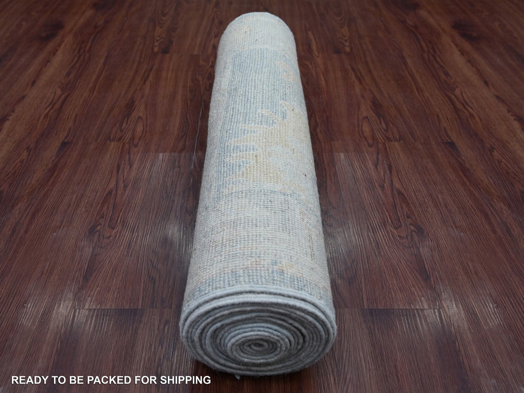 2'9" x 20'2" New Hand Knotted Grey Wool Runner Oriental Rug - MOA10222308