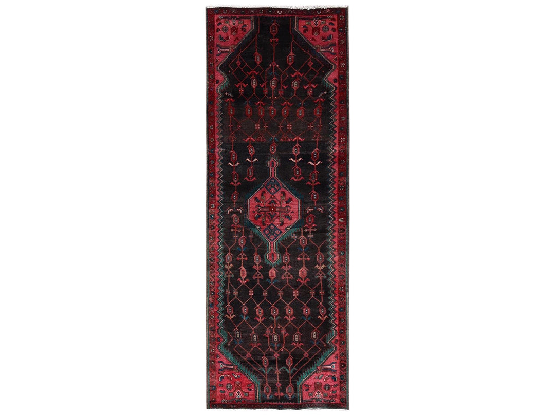 3'1" x 9'2" Vintage Hand Knotted Brown Wool Runner Oriental Rug - MOA1022230