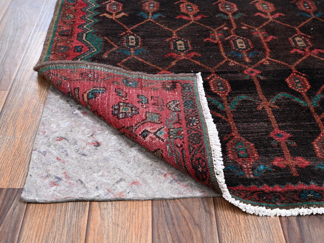 3'1" x 9'2" Vintage Hand Knotted Brown Wool Runner Oriental Rug - MOA1022230