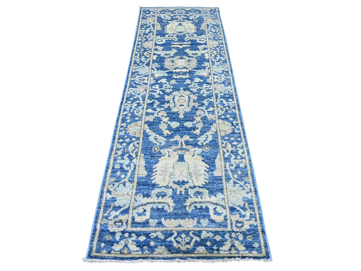 2'11" x 9'0" New Hand Knotted Blue Wool Runner Oriental Rug - MOA10222312