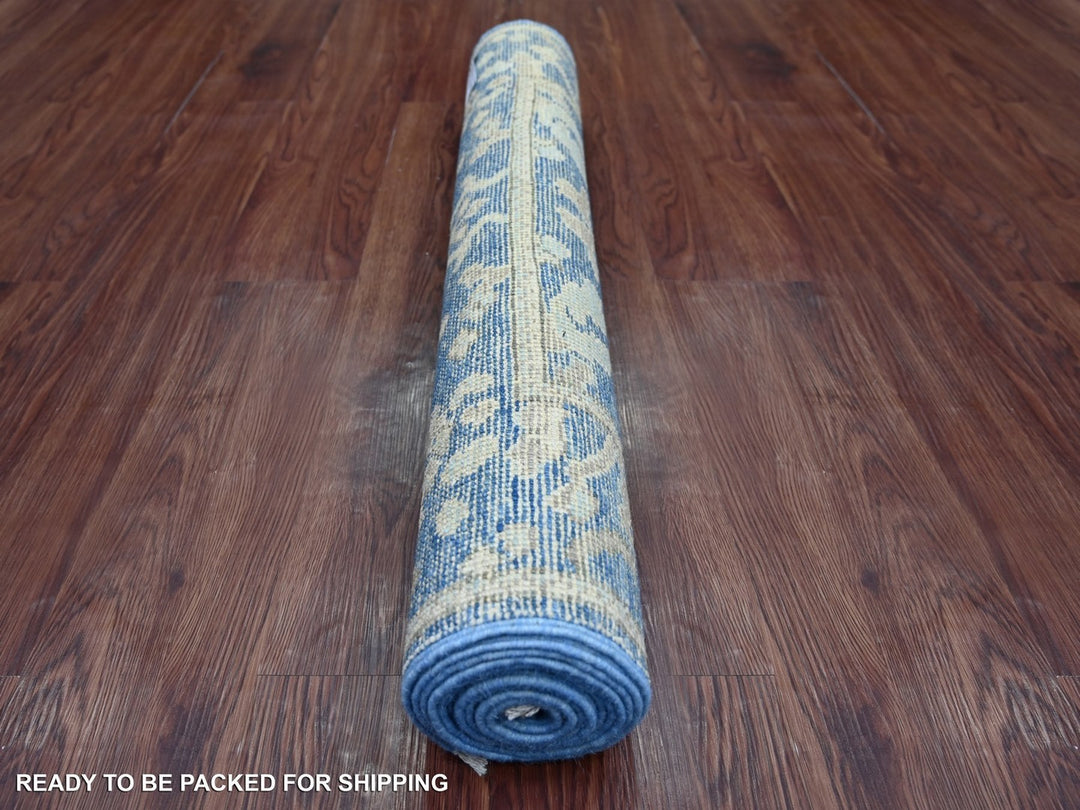 2'11" x 9'0" New Hand Knotted Blue Wool Runner Oriental Rug - MOA10222312