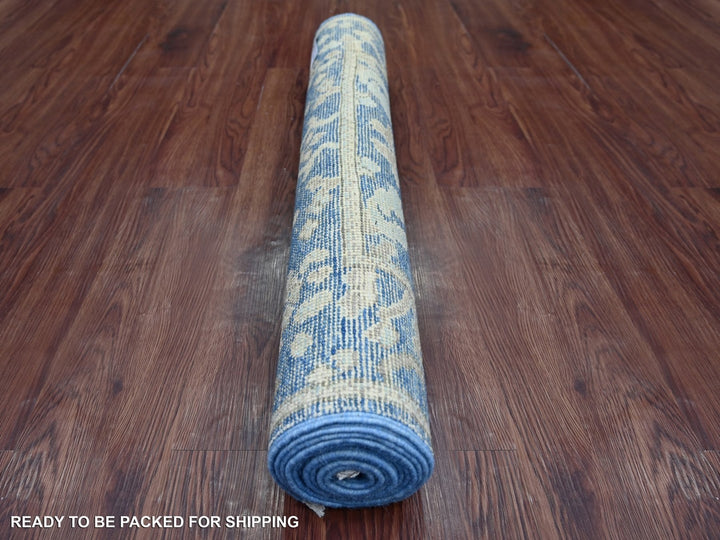 2'11" x 9'0" New Hand Knotted Blue Wool Runner Oriental Rug - MOA10222312