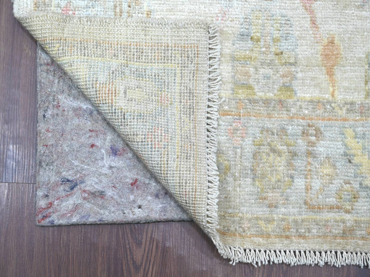 2'9" x 15'7" New Hand Knotted Ivory Wool Runner Oriental Rug - MOA10222313