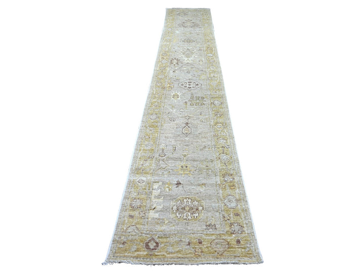 2'7" x 15'2" New Hand Knotted Grey Wool Runner Oriental Rug - MOA10222314