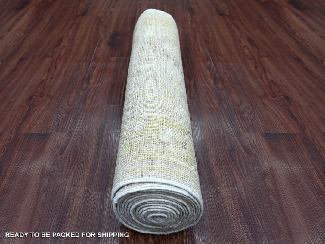 2'7" x 15'2" New Hand Knotted Grey Wool Runner Oriental Rug - MOA10222314