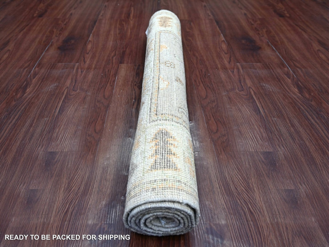 3'0" x 5'10" New Hand Knotted Grey Wool Runner Oriental Rug - MOA10222315