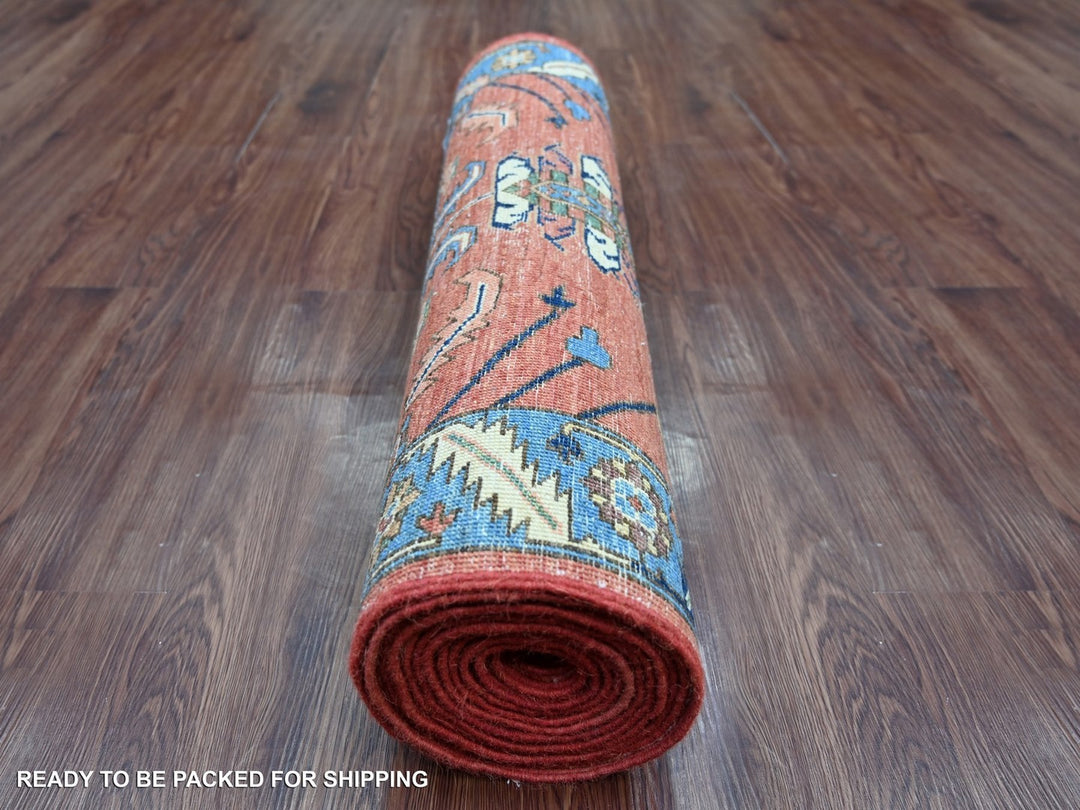3'1" x 15'4" New Hand Knotted Orange Wool Runner Oriental Rug - MOA10222318