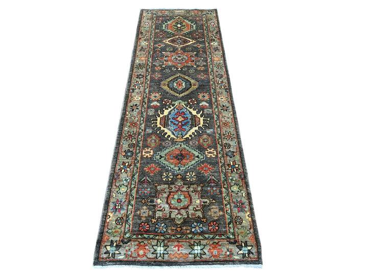 2'8" x 8'0" New Hand Knotted Brown Wool Runner Oriental Rug - MOA10222319