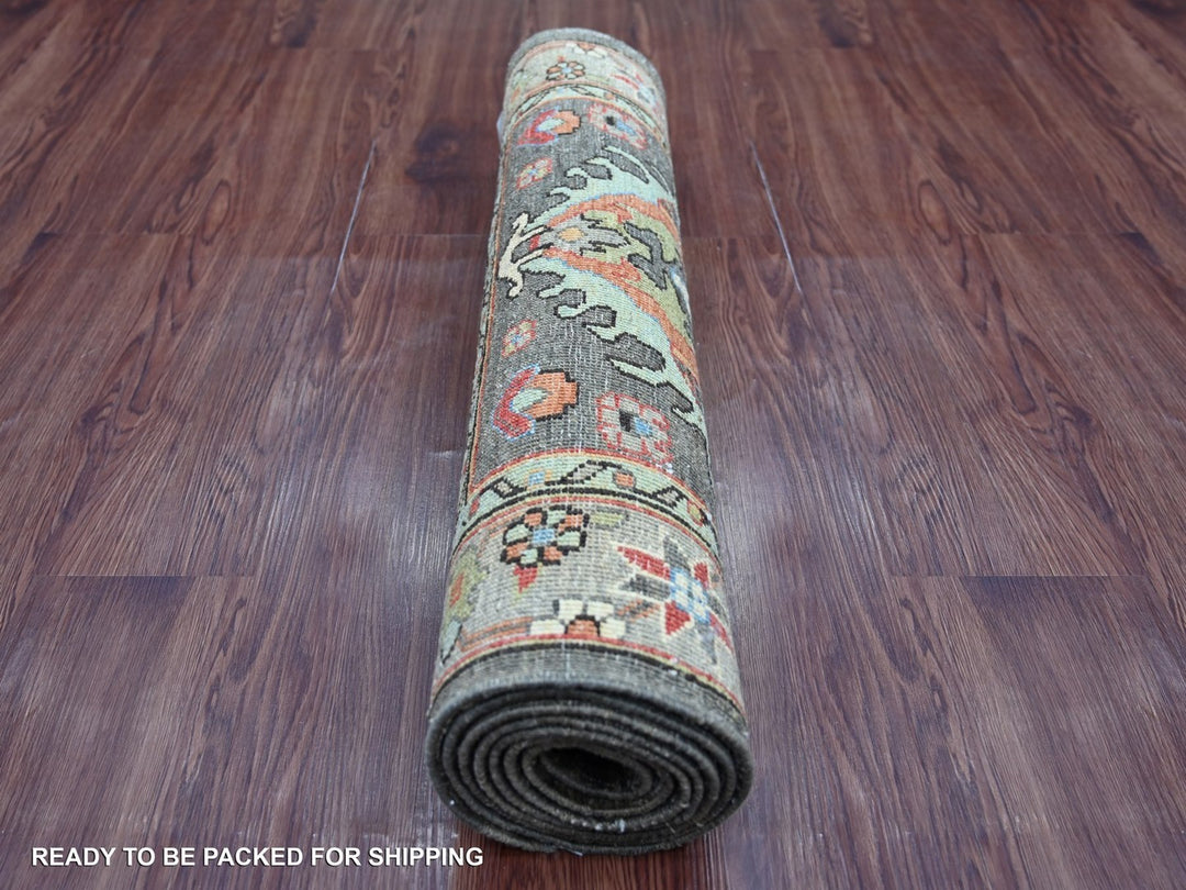 2'8" x 8'0" New Hand Knotted Brown Wool Runner Oriental Rug - MOA10222319