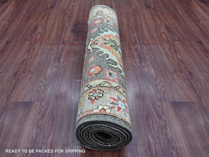 2'8" x 8'0" New Hand Knotted Brown Wool Runner Oriental Rug - MOA10222319