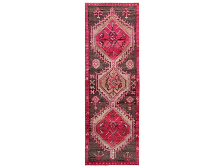 2'10" x 8'9" Vintage Hand Knotted Brown Wool Runner Oriental Rug - MOA1022231