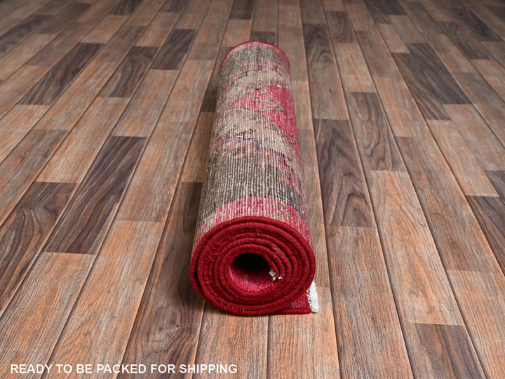 2'10" x 8'9" Vintage Hand Knotted Brown Wool Runner Oriental Rug - MOA1022231