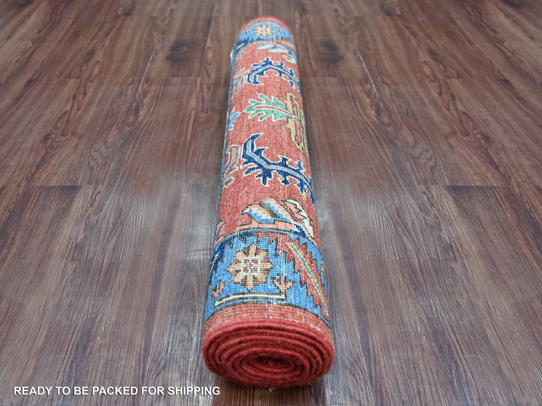 3'0" x 7'7" New Hand Knotted Orange Wool Runner Oriental Rug - MOA10222320