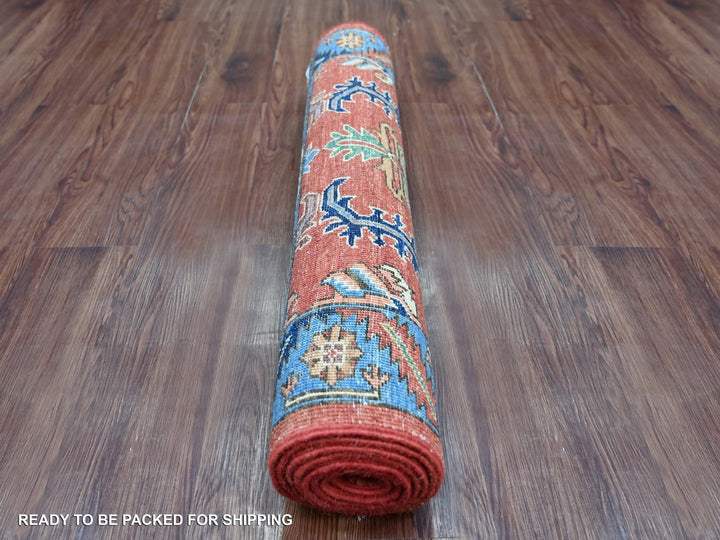 3'0" x 7'7" New Hand Knotted Orange Wool Runner Oriental Rug - MOA10222320