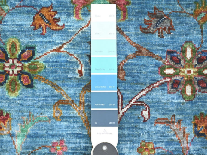 2'9" x 4'0" New Hand Knotted Blue Wool Rectangle Oriental Rug - MOA10222325