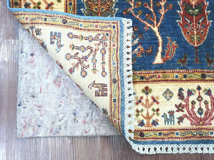 3'10" x 5'8" New Hand Knotted Blue Wool Rectangle Oriental Rug - MOA10222328