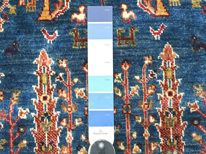3'10" x 5'8" New Hand Knotted Blue Wool Rectangle Oriental Rug - MOA10222328