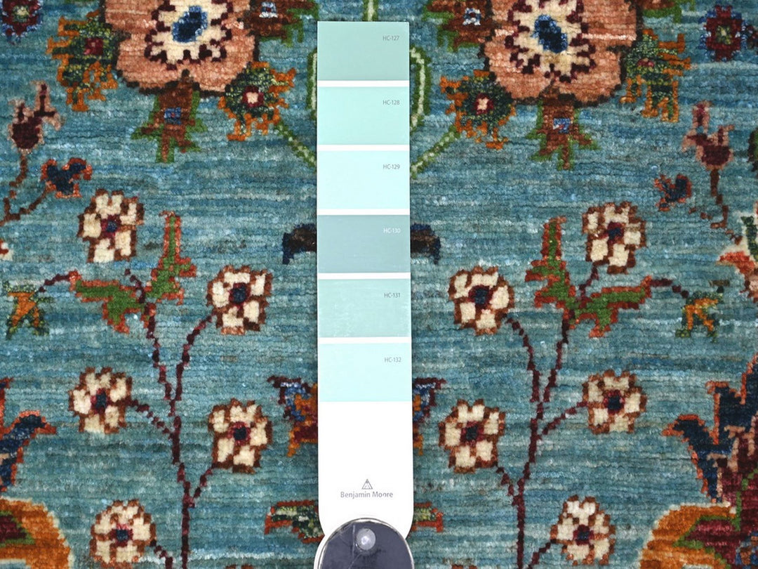 4'1" x 5'11" New Hand Knotted Blue Wool Rectangle Oriental Rug - MOA10222329