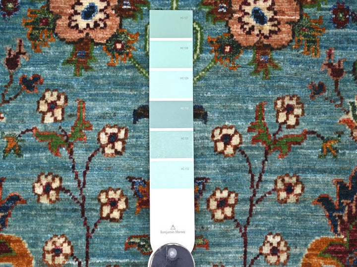 4'1" x 5'11" New Hand Knotted Blue Wool Rectangle Oriental Rug - MOA10222329