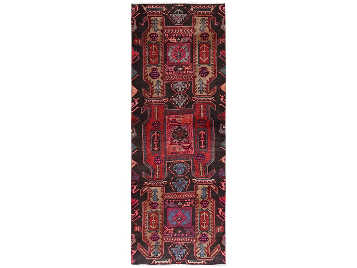 2'9" x 7'11" Vintage Hand Knotted Overdyed Wool Runner Oriental Rug - MOA1022232