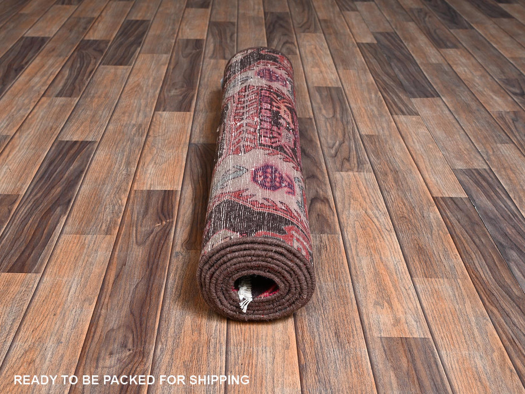2'9" x 7'11" Vintage Hand Knotted Overdyed Wool Runner Oriental Rug - MOA1022232