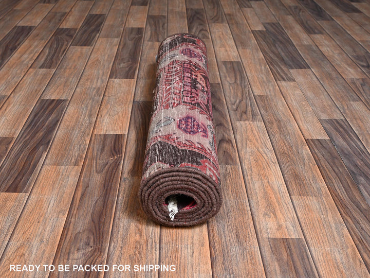 2'9" x 7'11" Vintage Hand Knotted Overdyed Wool Runner Oriental Rug - MOA1022232