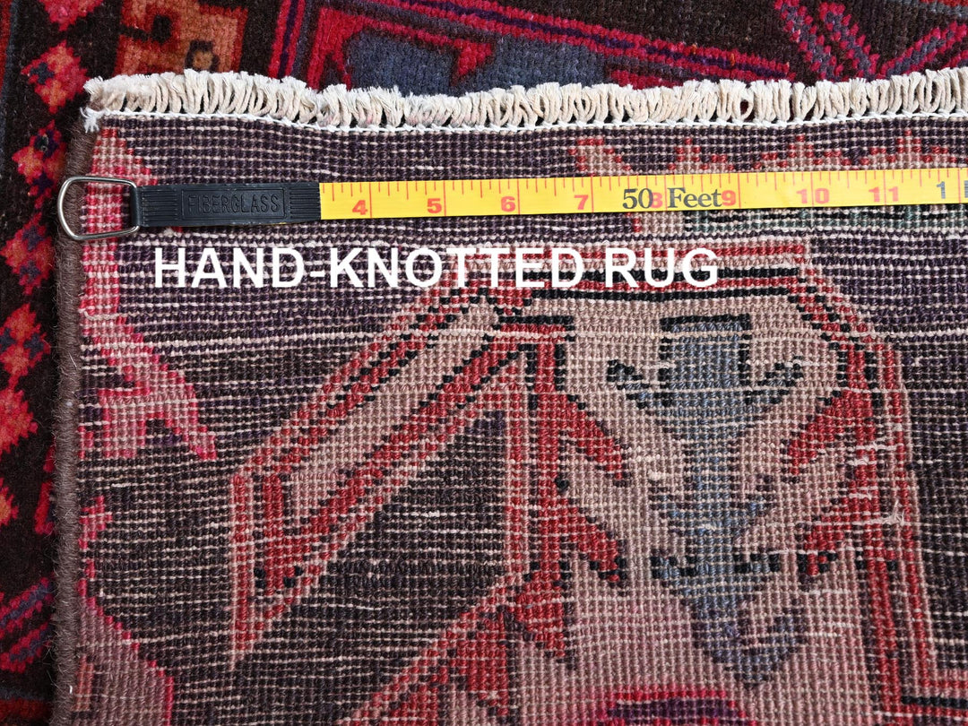 2'9" x 7'11" Vintage Hand Knotted Overdyed Wool Runner Oriental Rug - MOA1022232