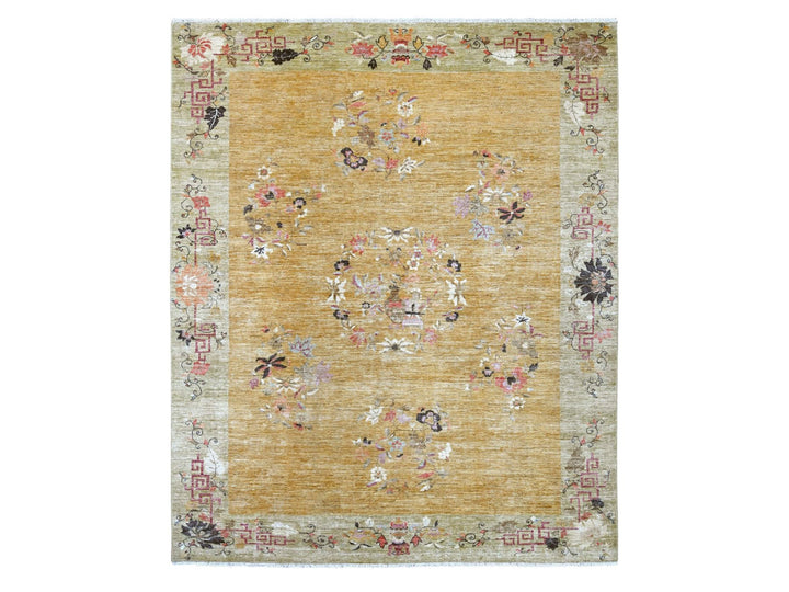 8'4" x 9'10" New Hand Knotted Brown Wool Rectangle Oriental Rug - MOA10222332