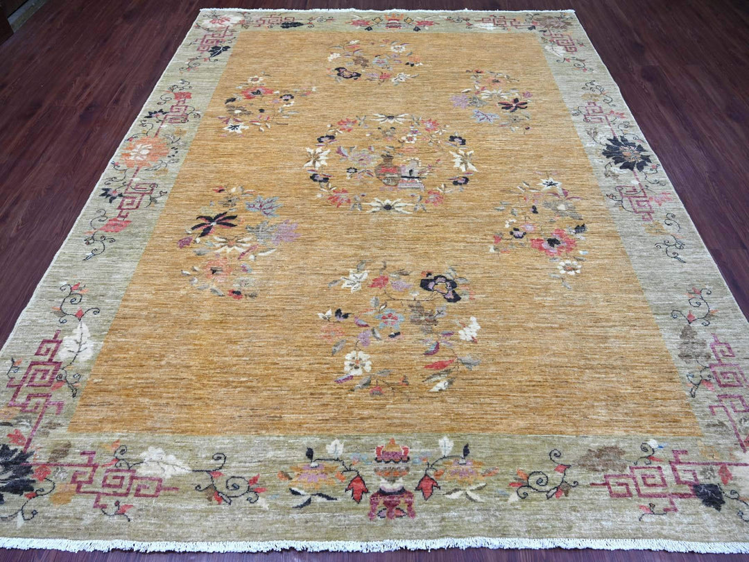8'4" x 9'10" New Hand Knotted Brown Wool Rectangle Oriental Rug - MOA10222332