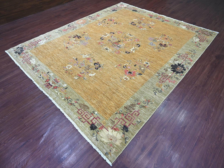 8'4" x 9'10" New Hand Knotted Brown Wool Rectangle Oriental Rug - MOA10222332
